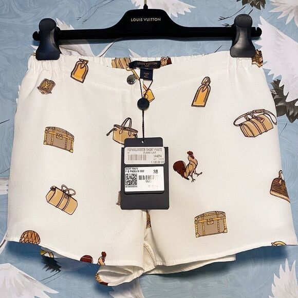 RARE Louis Vuitton White Silky Shorts Year of Rooster + Handbags NWT FR38 - Picture 1 of 16